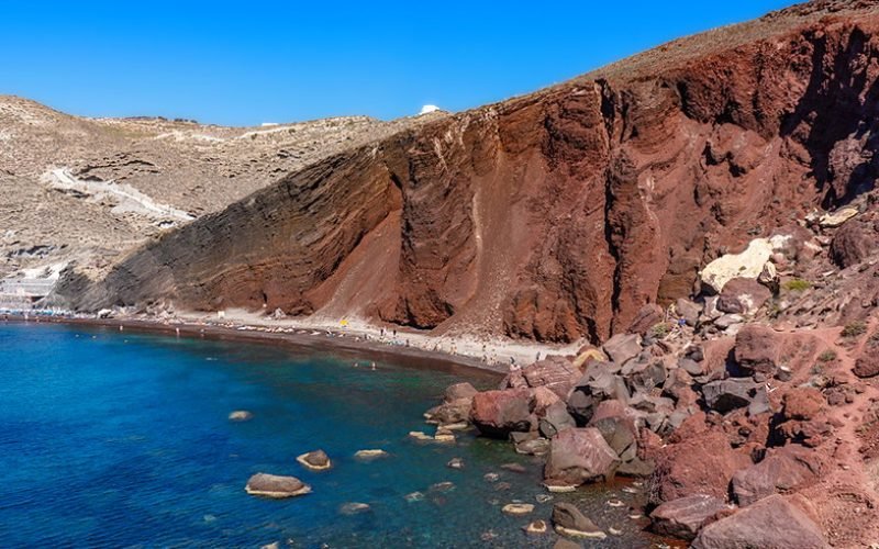 the Famous Red beach in Santorini island